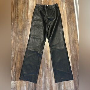 Garage Black Faux Leather Trousers